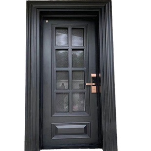 定制现代家用别墅铁艺入户防盗门单开玻璃客厅金属门北京免费安装