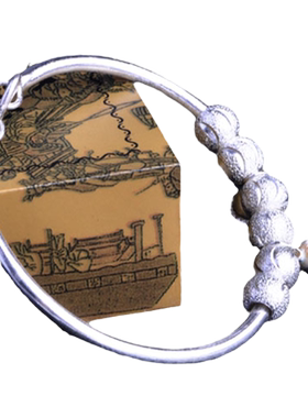 文泽百岁银坊 宝宝珠子银手镯99 银 手镯脚镯手工定制手环NO1407