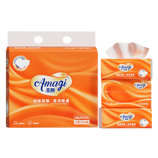 添胜牌100抽大包抽纸5层加厚柔韧面巾纸母婴可用家庭实惠装软抽纸