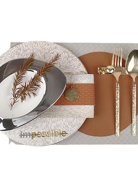 雅龙 新中式样板间餐桌餐具西餐盘装饰品摆件简约软装样板房摆件