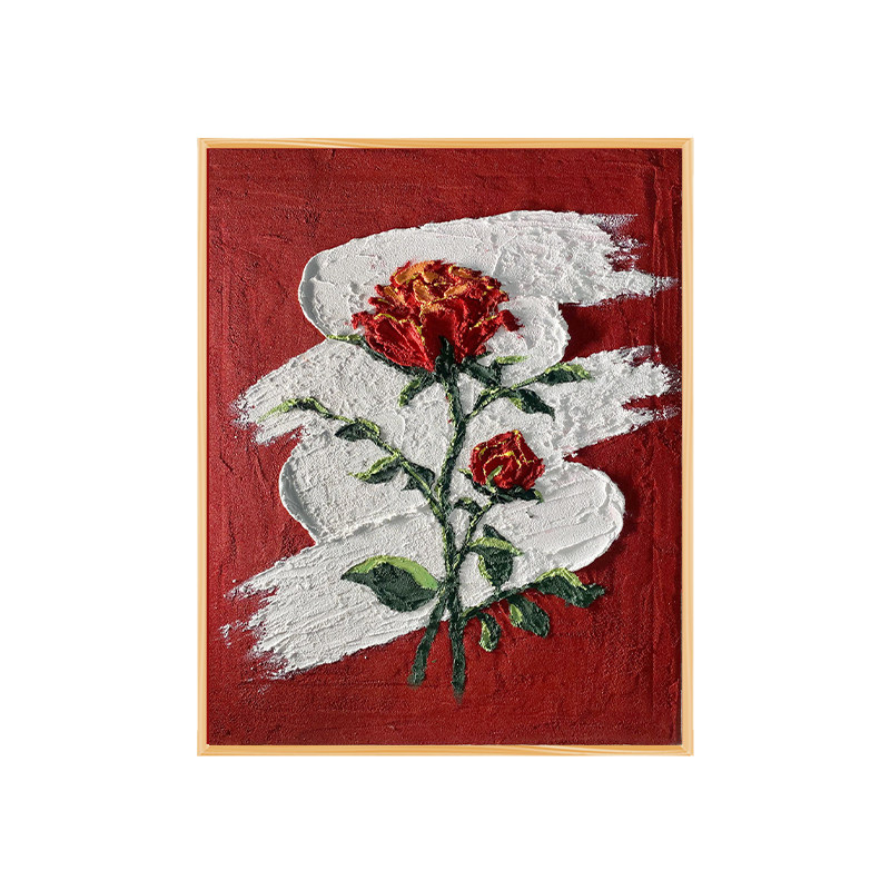 红玫瑰diy石英砂肌理画填充