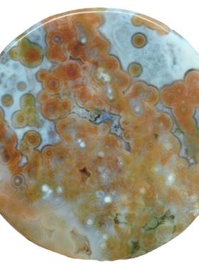 风景意境海洋碧玉吊坠毛衣链圆牌