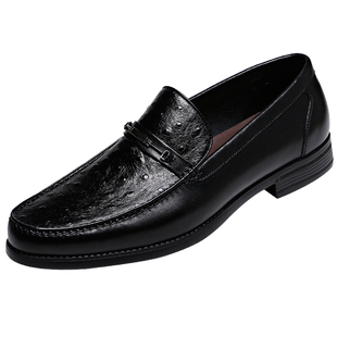 金利来男鞋2024秋季新款专柜正品鸵鸟纹超轻底套脚商务休闲皮鞋男