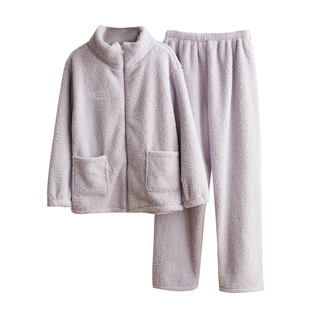 300克 情侣款珊瑚绒家居套装 男士女士睡衣起居服 加厚保暖 冬款