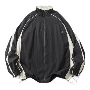 美式复古拼接运动套装男潮牌机能春秋季新款宽松冲锋衣夹克