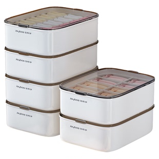 佳帮手内衣内裤袜子收纳盒三合一分格带盖衣柜整理盒长方形收纳盒