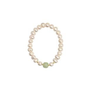 「青黛温柔」原创自制 天然和田玉淡水珍珠手串国风复古串珠手链