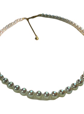 限量版!干枯玫瑰淡金渐变珍珠项链6-8mm塔链南洋浅金珠毛衣链塔链