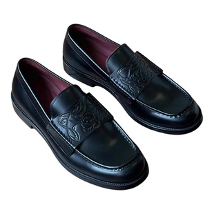 复古做旧吸血鬼德比鞋男女真皮厚底单鞋一脚蹬懒人皮鞋暗黑乐福鞋