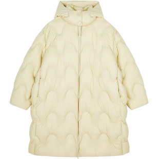 高端品牌90白鸭绒羽绒服女2025冬季新款中长款泡芙连帽时尚外套女