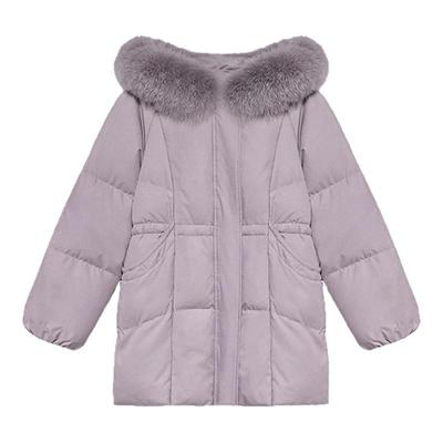 贰羊设计【草木笙】连帽紫色短款羽绒服女90白鸭绒冬加厚保暖外套