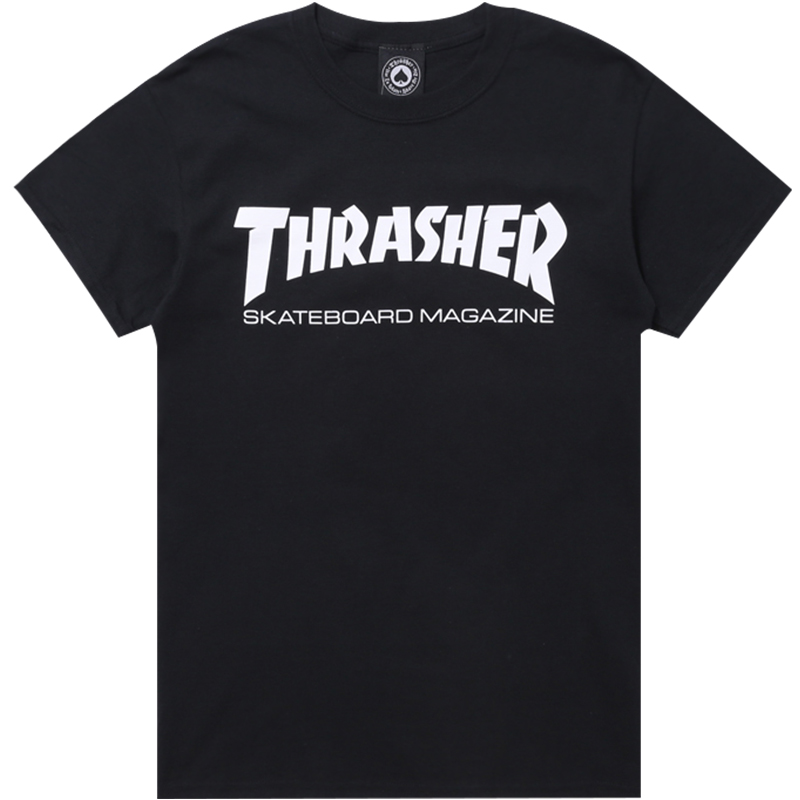 【THRASHER官方】SKATE MAG LOGO经典字母印花圆领短袖T恤