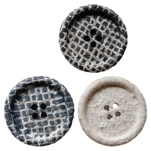 25mm15mm一颗价格英国Textile Garden深黑灰滚边纹理破碎感纽扣