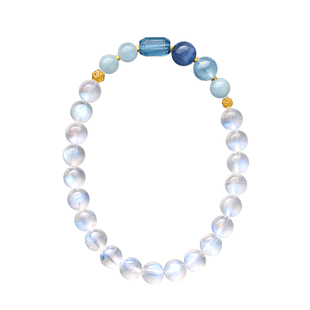 觉人原创天然强光蓝月光手串魔鬼蓝海蓝宝渐变闺蜜手链[风起有浪]