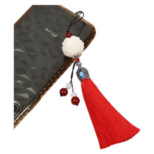 创意菩提子莲花流苏挂件短款手机链吊坠包包挂饰中国风古风女穗子