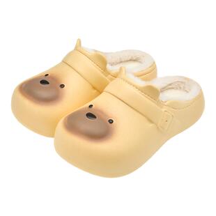 防水棉拖鞋女款冬季可爱2026新款室内家居保暖毛绒拖鞋家用男冬天