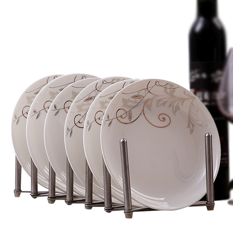 10个菜盘子 家用陶瓷饭盘圆盘餐具 创意骨瓷碟子深盘汤盘子可微波