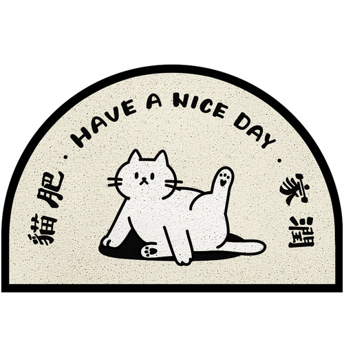 丝圈入户门地垫门垫半圆红色轻奢进门地毯卡通可爱玄关蹭土脚垫子