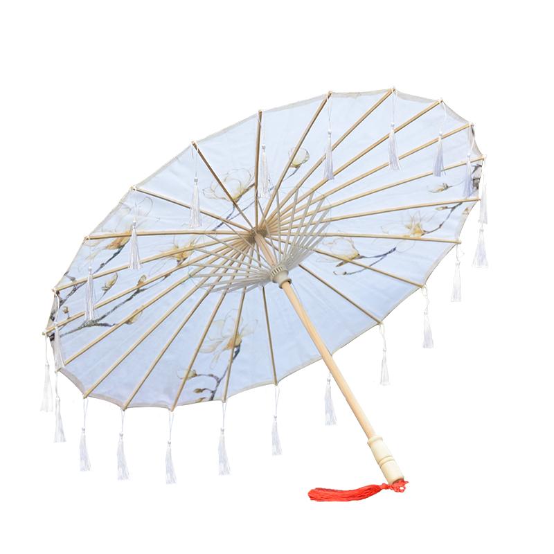 古风流苏绸布伞女拍照汉服伞舞蹈伞古典古装道具伞油纸伞cos演出