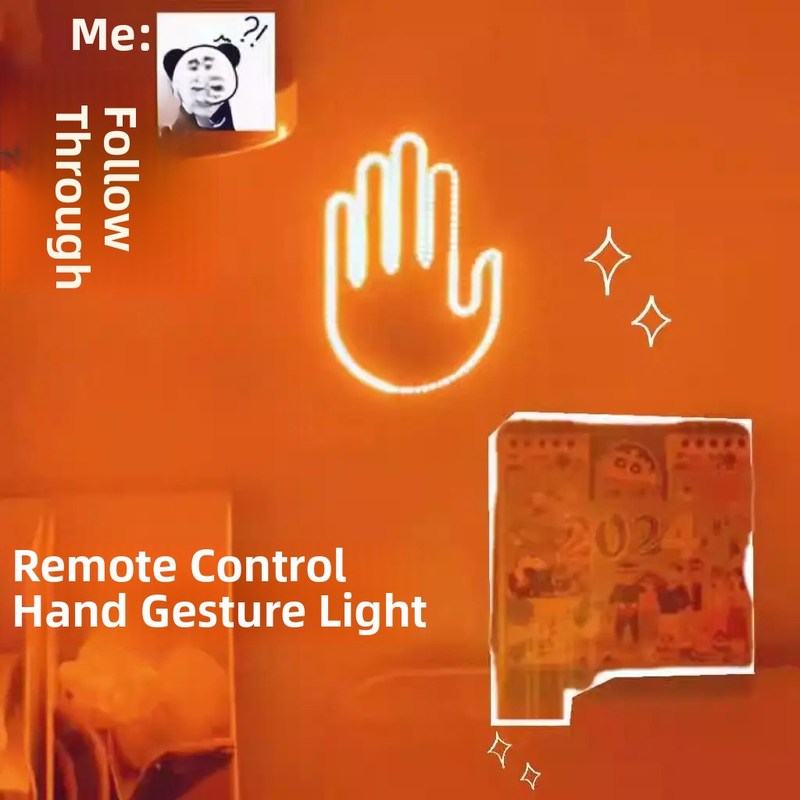 汽车男女手指灯手势激光车灯车载多功能警示防追尾灯趣味手掌车灯