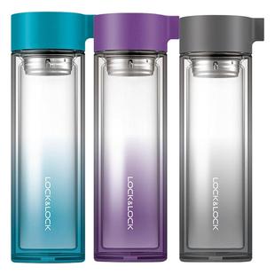 乐扣乐扣双层玻璃杯男带盖水杯带茶隔泡茶杯简约玻璃杯家用耐高温