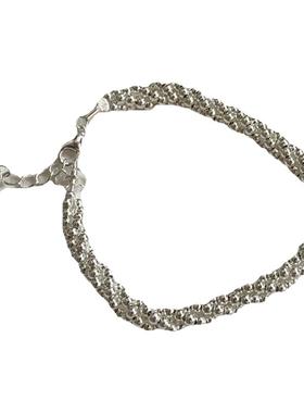 女纯银简约圆珠链条手链