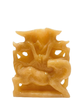 天然黄玉三羊开泰摆件立体雕刻