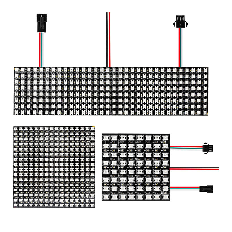 WS2812B全彩尺寸8x8 8x32 16x16CM可编程5V数字图像文字LED像素屏