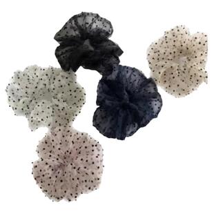 现货 Sunup_Q 韩国ins 超美~~网纱植绒点点大号大肠发圈发饰