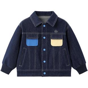 全棉时代儿童外套男幼童针织仿牛仔外套翻领撞色时尚秋冬新款