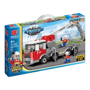 中国积木工程车系列混泥土泵车挖掘机钩机吊车卡车积木拼装玩具车