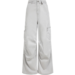 ONLY2025秋季新款天丝时髦大贴袋宽松立体剪裁长裤直筒裤休闲裤女