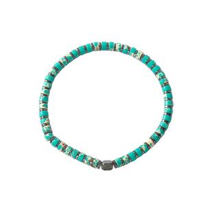 CCO潮牌细珠手串新中式绿松色水晶药片珠手串男士手链送男友礼物