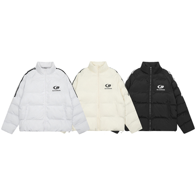 咖喱人国潮美式印花条纹棉衣棉服男女秋冬季加厚情侣面包服外套