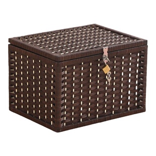 带钥匙锁的收纳箱子整理箱学生宿舍零食储物柜可上锁密码锁收纳盒