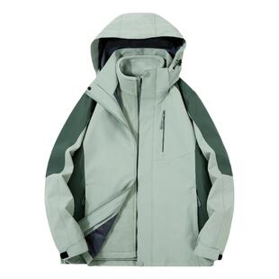 男女冲锋衣银狐绒内胆防风高端三合一工作服定制保暖两件套可拆卸