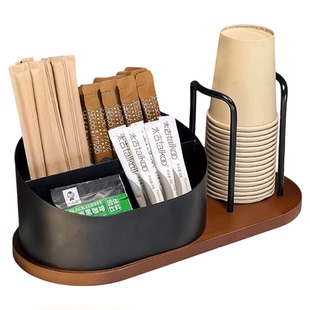 纸杯架取杯器吸管收纳盒桌面咖啡角布置水杯放置一次性杯子置物架