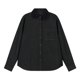 mostwanted手工钩针领不掉色原牛休闲牛仔衬衫女2026春季牛仔外套