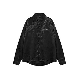 悟空有货新中式龙纹提花金属纽扣长袖衬衫男女复古休闲中山装外套