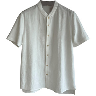 众望所归!短袖款来啦!透气苎麻料中国风设计感短袖白色衬衫男夏
