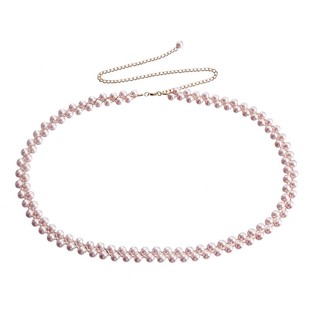 Norns欧美优雅高级感白粉黑仿珍珠编织串合金链腰链身体链配饰