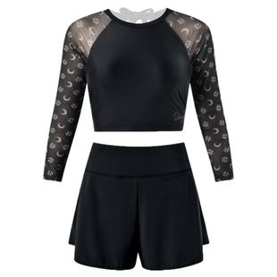 sisia2025新款泳衣女款保守分体长袖防晒显瘦温泉少女泳衣高级感