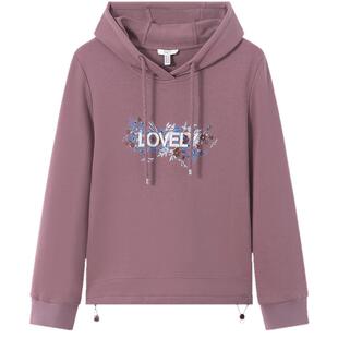 菲妮迪品牌连帽卫衣2025冬季新款简约风刺绣工艺时尚休闲套头上衣