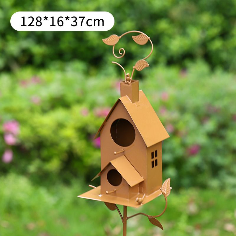 跨境升级版鸟屋支架户外庭院鸟金属工艺品摆件摆件装饰花园鸟窝舍