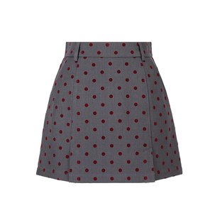 灰色波点半身裙女秋冬新款高腰显瘦a字短裙小个子复古包臀裙