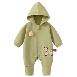 婴儿外出服夏季春秋连体衣早春男宝宝春季小月龄春装衣服纯棉外套