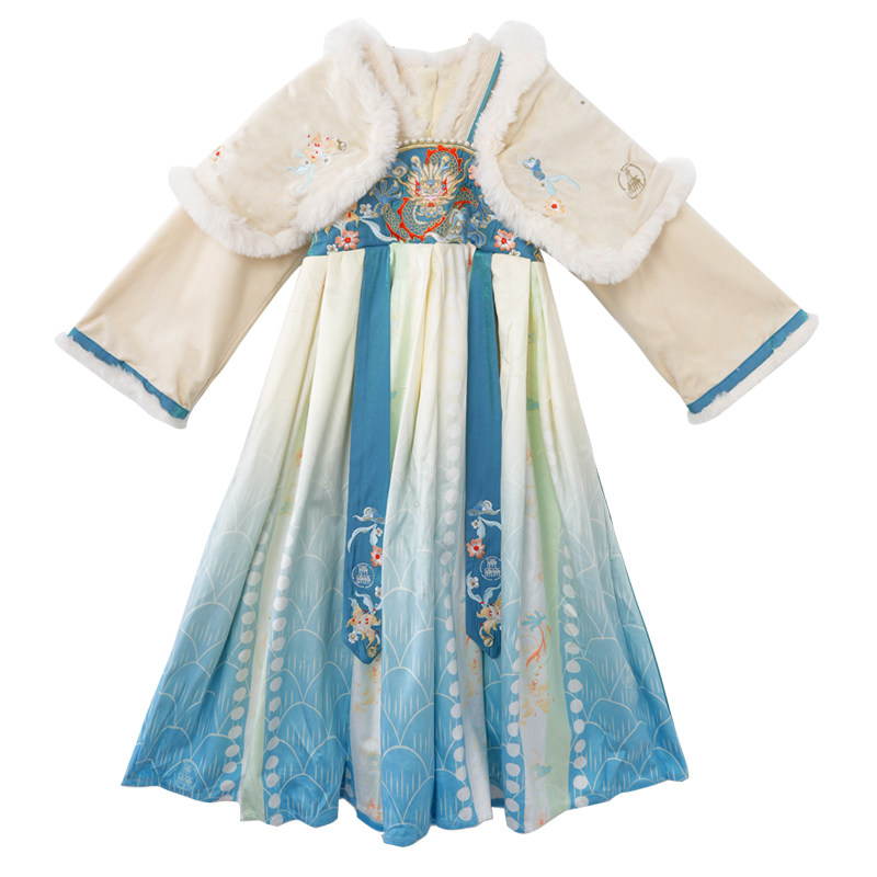 YUAN/厵女童加绒汉服裙加厚古装