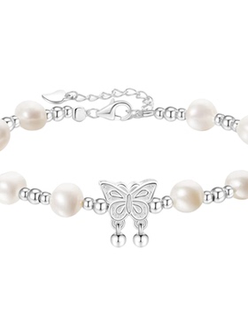 天然淡水珍珠手链女纯银手串