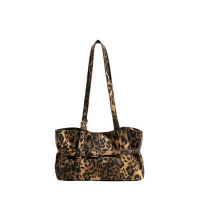 韩素希同款豹纹帆布机车托特包