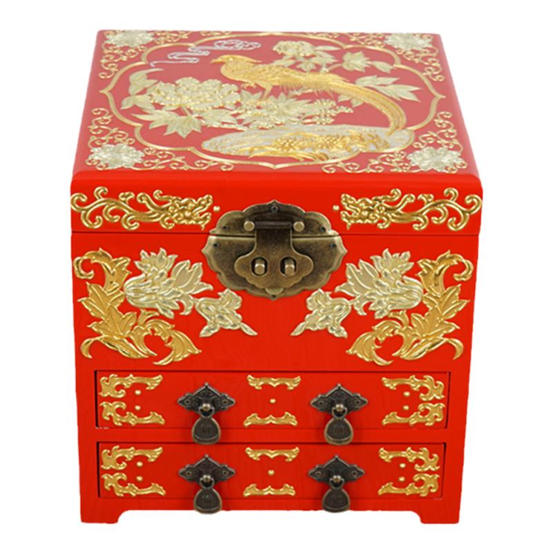 作品手工彩绘首饰盒推光漆器
